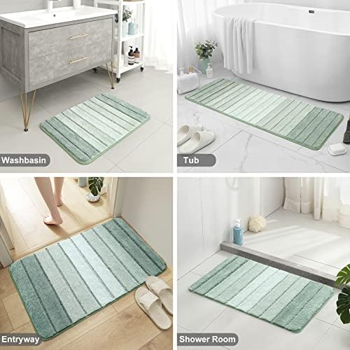 שטיחי אמבטיה של Teewas שוטרים 2 חלקים- מים ירוקים סופגים ושטיחים לא אמבט