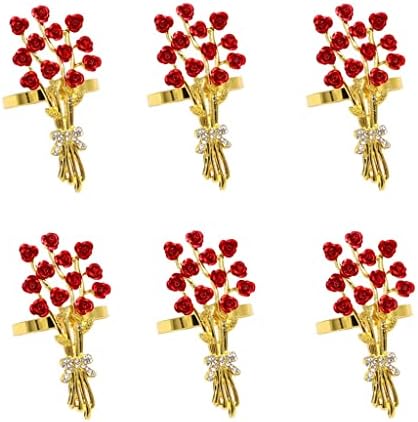 פלא אותי 6 יחידות פרח ורד טבעות מפיות פרח מפית מפית טבעות למסיבות ארוחת ערב חתונות