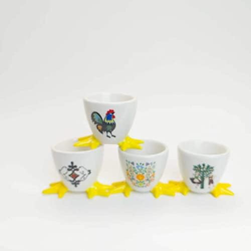 2 מארז פרח דפוס קרמיקה ביצת כוסות, כפול צד סובלימציה פורצלן מצחיק ביצת כוסות מחזיקי