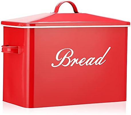 קופסת לחם גדולה במיוחד לדפון למשטח מטבח, מחזיק פח מיכל אחסון לחם רטרו וינטג 'מתאים ל -2 + כיכרות, מושלם לעיצוב מטבח