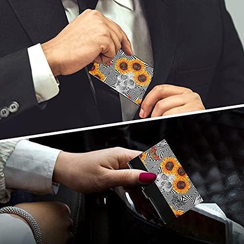 פרפרים חמניות גולגולת עסקים כרטיס מחזיק עבור נשים גברים כרטיס ביקור מחזיק מקרה עם עור אשראי כרטיס אישי כרטיס