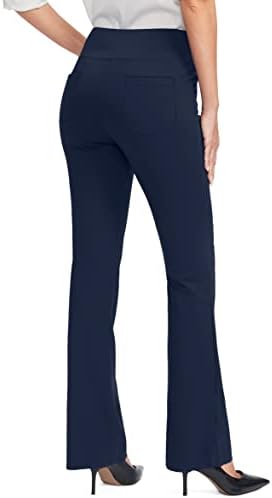 מכנסי שמלת יוגה של רמוס נשים עם 5 כיסים מכנסיים למתיחה במותניים גבוהות לנשים מכנסי רגליים של Bootcut עבור משרד מזדמן