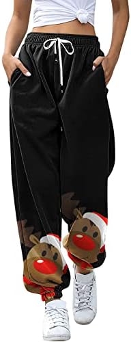 מכנסי טרנינג לחג המולד רצים רצועות נוחות מותניים אלסטיים סינץ