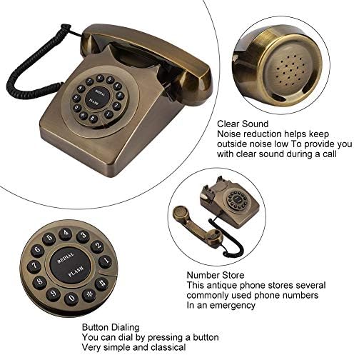 טלפון ברונזה עתיק של Ciglow, טלפון קווי שולחן עבודה רטרו עם כפתורים, מלון בית מלון ישן אופנה קלאסי וינטג 'טלפון