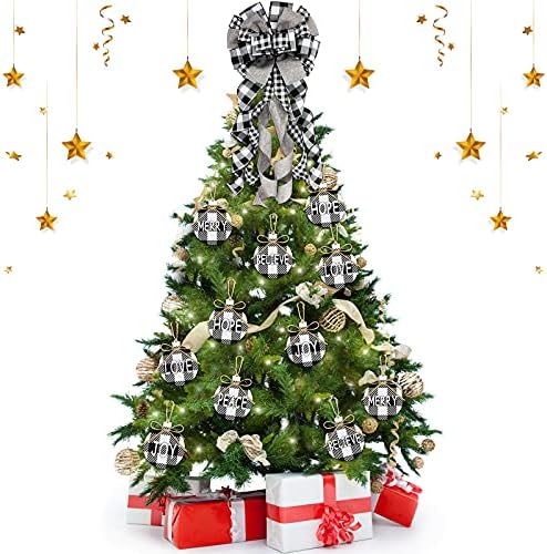 עץ קשת חג המולד טופר משובץ עץ חג המולד טופר באפלו קשת דקורטיבית משובצת 23 x 13 אינץ