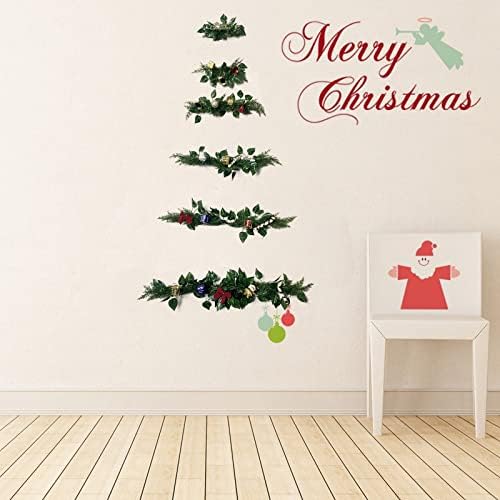 2022 עץ חג המולד החדש קיר קיר קיר עם פעמונים, קישוט בד קטן לחג המולד שמור עץ חלל קיר רכוב עץ חג המולד