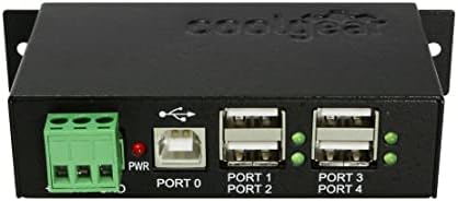 CoolGear 4-Port תעשייתי USB 2.0 כניסת מתח משתנה מופעל