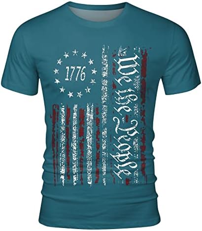 חולצות צוואר עמוק לגברים גברים 1776 מכתבי דגל יום עצמאות אביב קיץ פנאי ספורט אנימה חולצות