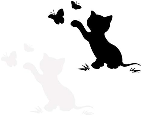 Favomoto 4PCS מדבקות מכוניות מדבקות חתול מקסימות לבן ושחור, חתול חיה חמוד ציור קיר אמנות מדבקות חתול מרפרף