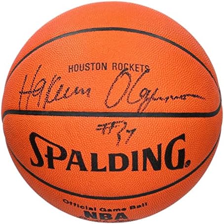 Hakeem Olajuwon חתם על משחק Spalding NBA שהונפק כדורסל יוסטון רוקטס JSA - כדורסל חתימה