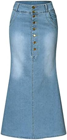 טרנדי בתוספת גודל ז 'אן מקסי חצאית לנשים מול חצאיות שטף ז' אן מזדמן חצאית ג ' ינס ארוך אונליין נשים של כפתור חצאית