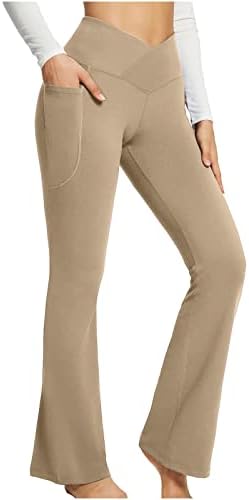 אתחול יוגה מכנסיים מוצק צבע מוצלב גבוהה מותן יפה מעלית בטן בקרת אימון מכנסיים עם כיס רך מכנסיים