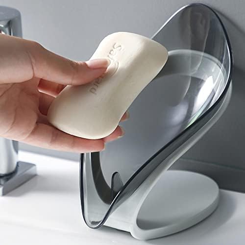 מגש סבון סבון עלים APBEAM סבון סבון סבון ניקוז שירותים ניקוז אגרוף סבון מדף סבון קופסת סבון אפור שקוף