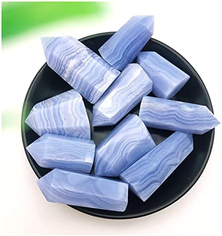 Ertiujg husong312 3pc תחרה כחול טבעי תחרה אגת גביש נקודת קישוט מינרלים ריפוי שרביט בית עיצוב בית מתנה DIY אבנים טבעיות