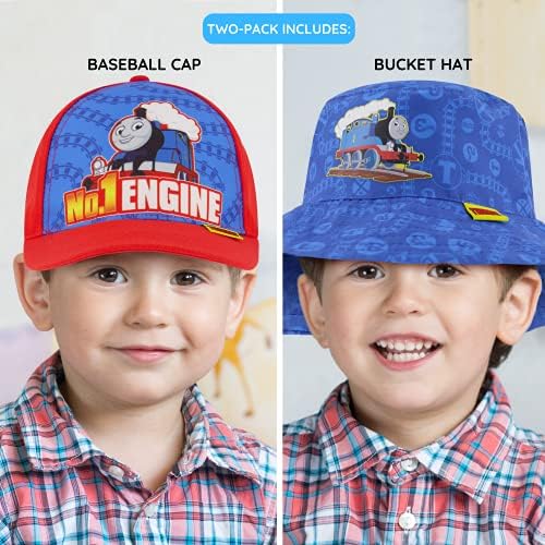 כובע השמש של פעוטות של מטל, או כובע דלי של תומאס וחברים ילדים כובע בייסבול תואם לבנים, גיל 2-4