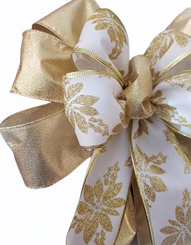 מרתקים נהדרים זהב ולבן עץ גדול טופר קישוט קשת חג המולד מיוצר בבריטניה