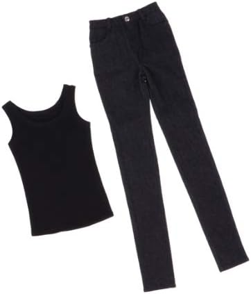 סטודיו אחד מג'ינס שחור טרנדי ומכנסי חולצת טריקו אפוד תמורת 1/3 BJD בובה 55-60 סמ בובה