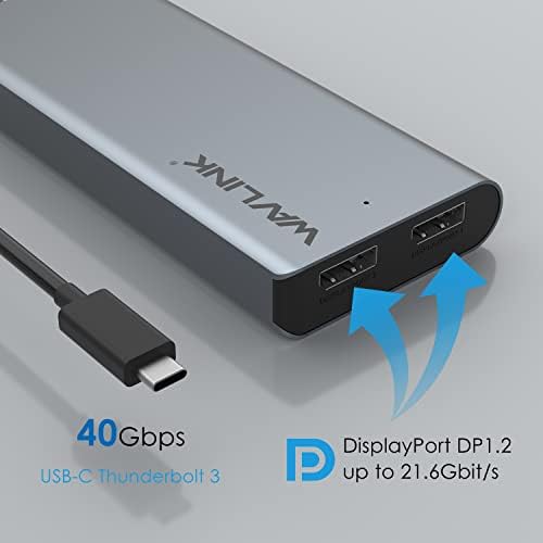 Wavlink Thunderbolt 3 תחנת עגינה, Dock 4K Dock 4096x2160@60Hz DisplayPort, USB 3.0, Gigabit Ethernet, מתאם צגים