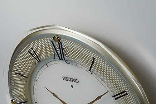 שעון Seiko KX269G גל רדיו אור פנינה זהב שעון קיר, 13.4 x 13.4 x 1.8 אינץ '