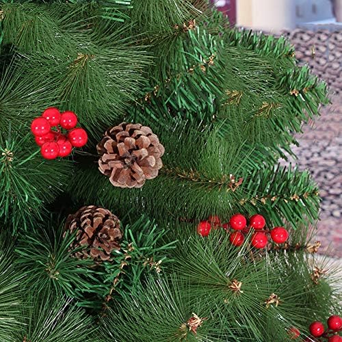 עץ חג המולד של 6ft לא מוערך עם חרוטים ואורנים פירות יער, אורן עץ חג המולד מלאכותי בעל צירים עם הרכבה קלה, מתכת מתקפלת-ירוק