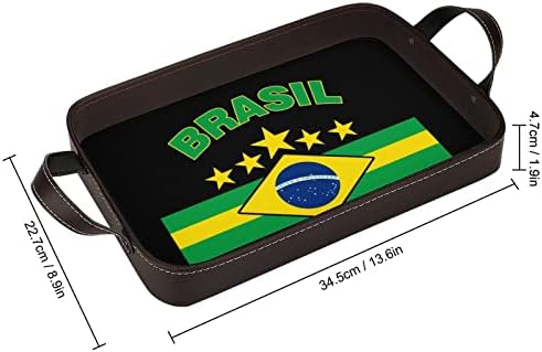 דגל ברזיל דגל PU מגש הגשת מגש אלגנטי לשולחן מארגן בושם עם ידיות