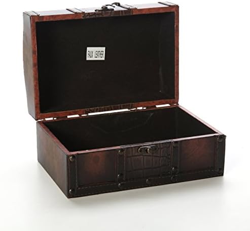 קופסת אחסון עץ דקורטיבית של Hosley עם אבזם עור באורך 9 אינץ
