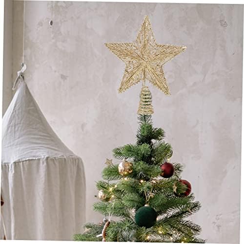 Alipis 1pc לעץ דקורטיבי עם חמש נקודות עץ מחודדות חג המולד המופעל על ידי טופרים מקורה כובע מתכת חג המולד סוללה