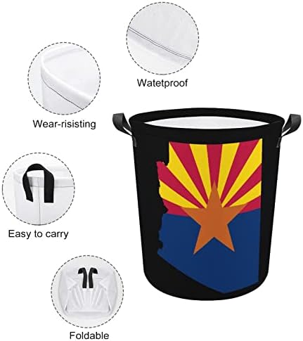דגל מפת של אריזונה רשת כביסה סל מתקפל גבוה בגדי סל עם ידיות אחסון תיק