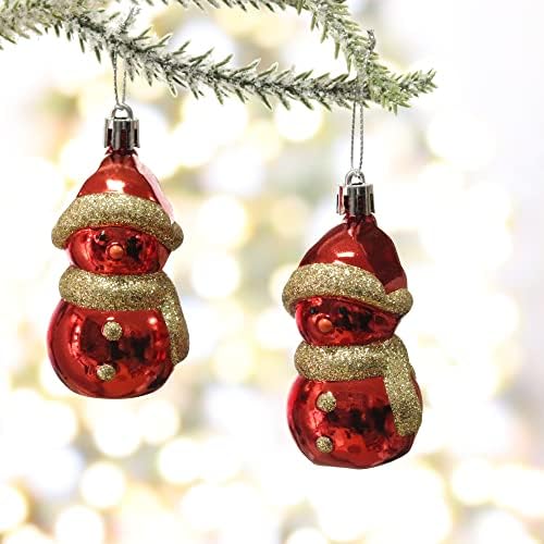 קישוטי חג המולד של אוצ'י אדום וזהב, 70 יחידות כדורי עץ חג מולד אטומים מכוונים קישוטי חג המולד פלסטיק בתפזורת למסיבת