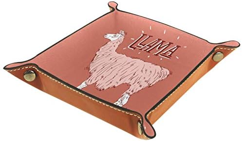 Lyetny Pink Llama Alpaca דשא אלמוג אלמוג מארגן מגש אחסון קופסת מיטה מיטה קאדי שולחן עבודה מגש החלפת ארנק