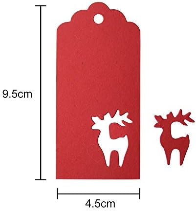 ZEALOR 100 חתיכות אדום קראפט תגי נייר עיצוב צבי עם חוט לתיקי חג המולד ציוד מסיבות