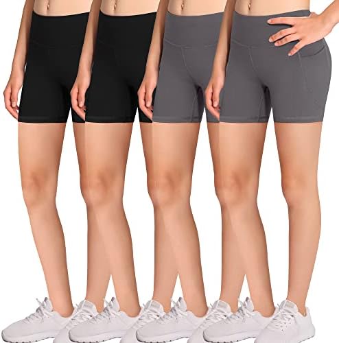 דליגירל כדורעף אופני מכנסיים קצרים עבור בנות-4 חבילות ספנדקס דחיסת מכנסיים קצרים עם כיסים לילדים ריקוד יוגה ואתלטיקה