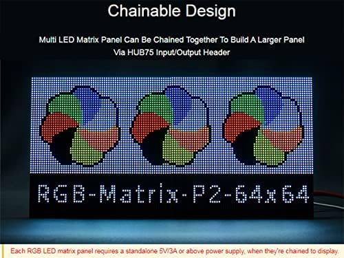 WAVESHARE RGB בצבע מלא LED LED לוח מטריקס 64x64, 4096 נוריות RGB, מגרש 2 ממ, בהירות מתכווננת, טקסט תצוגה, תמונה