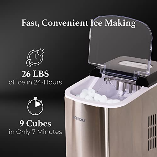מכונת יצרנית קרח חשמלית איגלו חשמלית - אוטומטית ונייד - 26 פאונד תוך 24 שעות - יצרנית קוביית קרח - סקופ קרח וסל - אידיאלי לקפה