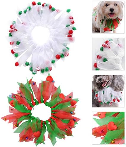 2 מחשבים לחג המולד צווארון כלבי חיות מחמד לחג המולד דקורטיבי לקישוטי חג המולד של שמלת חג מסיבות