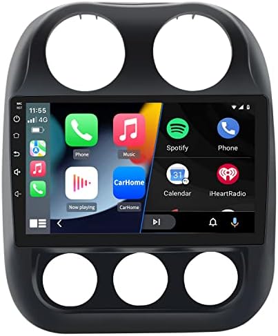 רדיו סטריאו לרכב 10.1 אינץ 'תואם למצפן ג'יפ פטריוט 2010- עם Carplay Android Auto אלחוטית, רדיו נגן אנדרואיד 12 עם