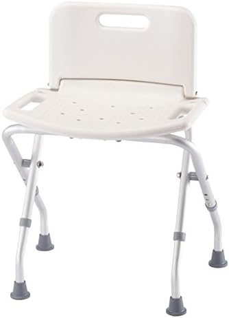 מושב אמבטיה מתקפל קל עם תמיכה לגב, ספסל מקלחת נייד, קצות גומי, פוליאתילן בצפיפות גבוהה, מושב ספסל כולל לבן