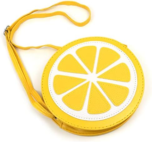 ארנק תיק גוף צלב בצורת פרי לימון עם רצועת כתף לנשים בנות צהוב