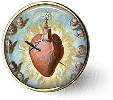 לוקוהן לב קדוש של מרי-חואן מורלטה רואיז-אמנות דתית מקסיקנית-תליון קתולי - תליון לב קדוש-סיכת קורזון דה מריה
