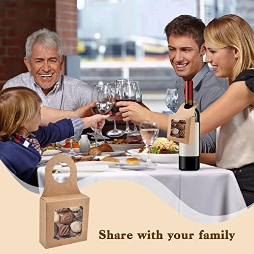 Duming-in 12 רוזן קראפט נייר קופסת בקבוק יין עם חלון, קופסאות מתנה מתקפלות קופסאות יין למתנות, בקבוקי יין