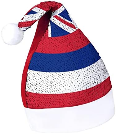 דגל הוואי. מצחיק חג המולד כובע נצנצים סנטה קלאוס כובעי גברים נשים חג המולד מסיבת חג קישוטים