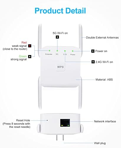 5G Wifi Extenters Booster Signels למשחזר חיצוני ביתי טווח ארוך 1200 מגהביט לשנייה עם משחקי יציאת אתרנט 2.4