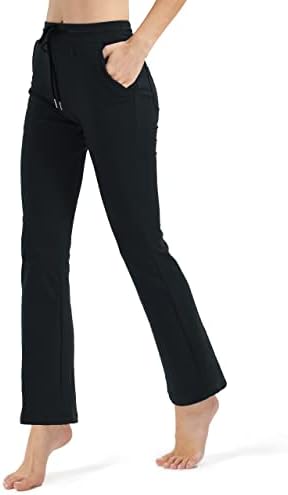 מכנסי יוגה של וונוגה נשים עם כיסים עם רגל ישרה רופפת טרקלין נוח רופף רץ מכנסי טרנינג מזדמנים ארוכים פעילים
