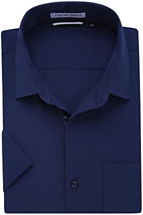 וורהורסי גברים של שמלת חולצות קצר שרוול ביצועים 4-דרך למתוח קמטים משלוח מזדמן כפתור למטה חולצה