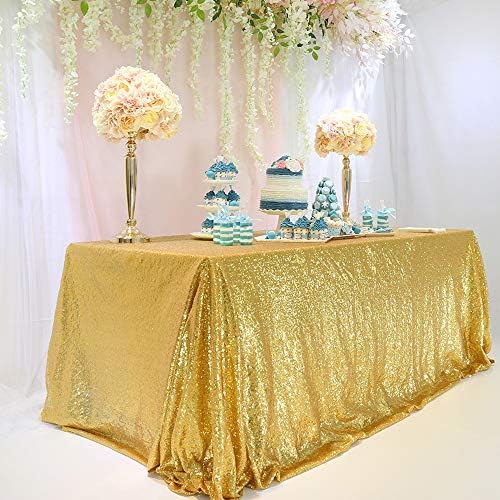 Trlyc Glitter Gold Percin שולחן שולחן - 60x105 אינץ
