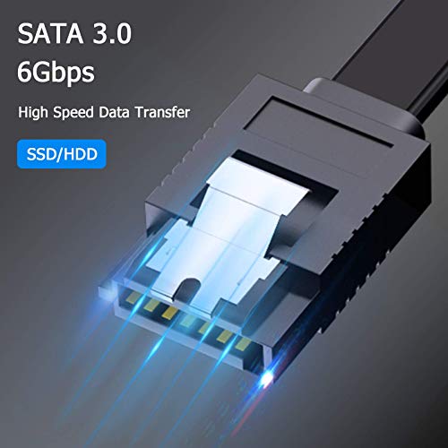 Wudangshan Wds Sata Cable III, 2 חבילות כבל SATA III 6GBPS ישר HDD SDD DATA כבל עם תפס נעילה תואם 18 אינץ