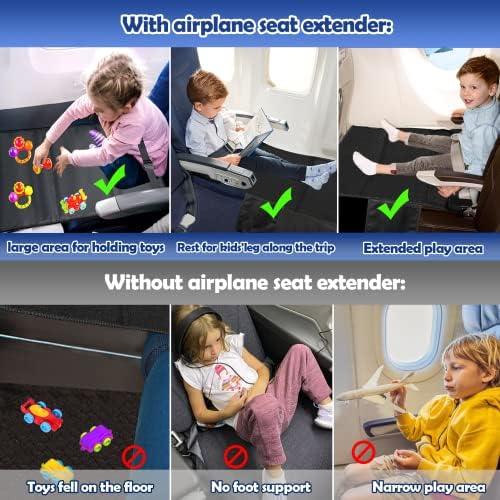 מאריך מושב מטוס גשם לילדים, הדום נייד למטוסי נסיעות, מיטת מטוס לתינוק עם כיסי צד, יסודות נסיעות מעופפים עם שטח מורחב 11 עד 4.7