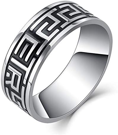 טבעת 316 ליטר וינטג 'של זבורו לגברים ולנשים לעולם לא דוהה כוח מזל אום מאני פאדמה זמזום טבעת מנטרה בודהיסטית בסנסקריט-70297