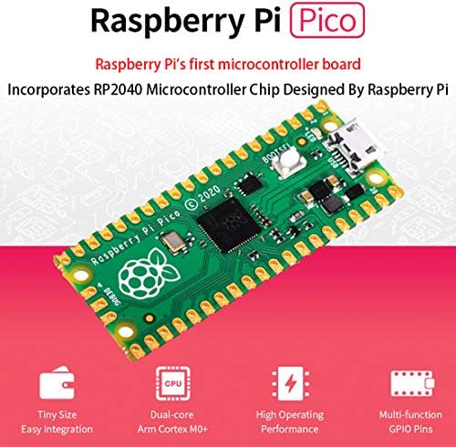BFAB Raspberry Pi PICO עם לוח מיקרו-בקר של הכותרת לפני הכותרת, CHIP RP2040, מעבד Cortex M0+Corte Cortex M0+, שעון גמיש פועל