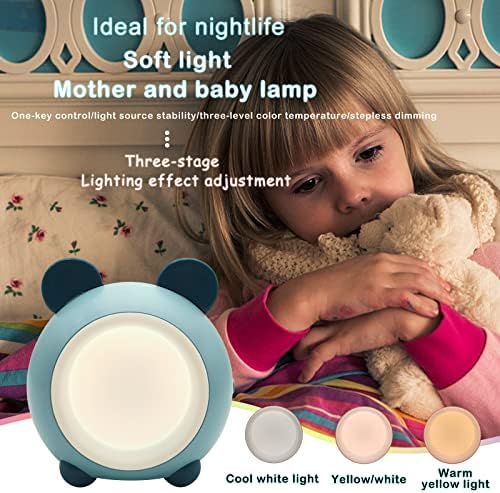 קריקטורה הוביל דוב לילה אור, נייד מגע מתג מנורת עבור תינוק שינה, ססגוניות ניתן לעמעום כוח לילה אור שולחן מנורת